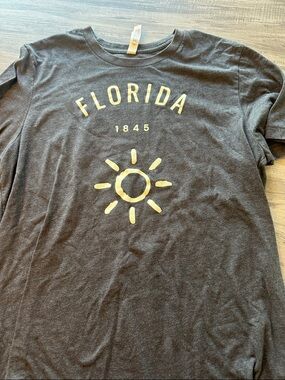 Florida 1845 Sun Graphic Tee - Charcoal with Pale Yellow Print